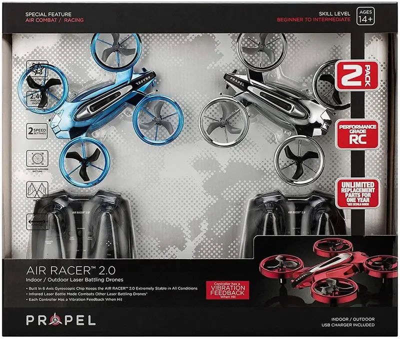 Propel Air Racer 2.0 Laser Combat Drone Pair – Blue/Silver 1
