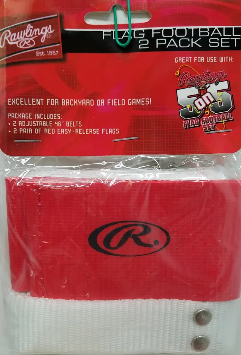 Rawlings Adjustable Flag Football Set – Includes Belt & 2 Red Flags 1