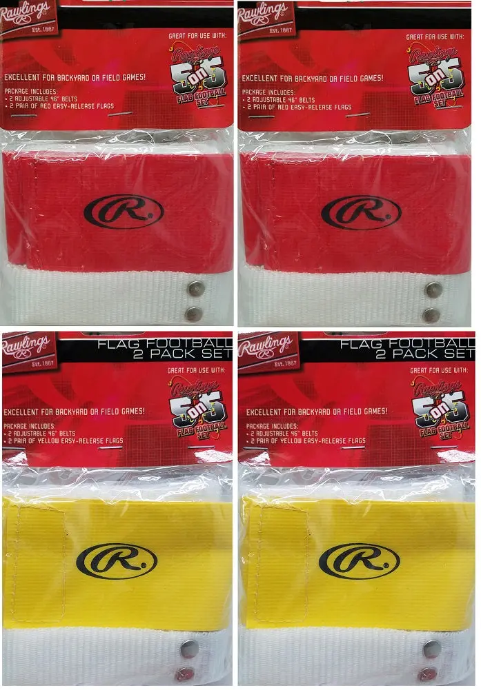 Rawlings Flag Football Kit Set – 8 Total (4 Red + 4 Yellow) For Team Play 1