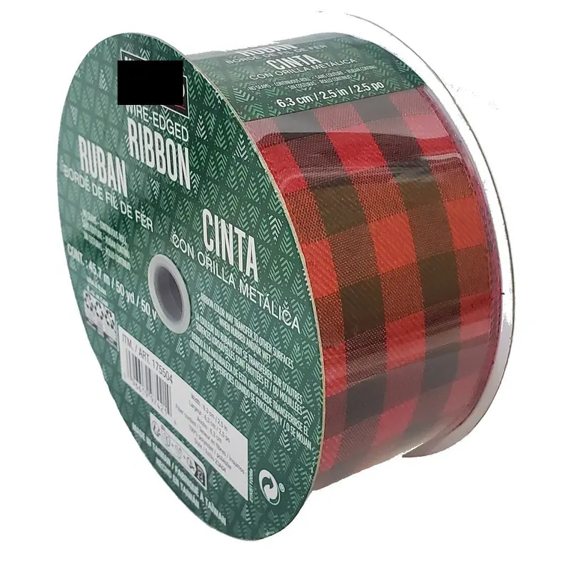 Red And Black Plaid Wire-Edged Ribbon – 2.5" X 50 Yds 1