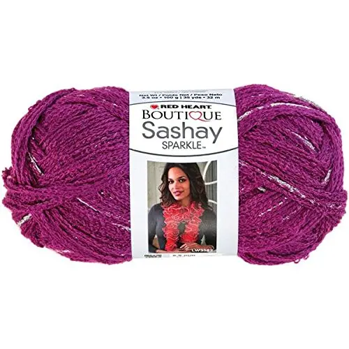 Red Heart Boutique Sashay Sparkle Yarn By Coats – Rhubarb Color, Metallic Sheen 1