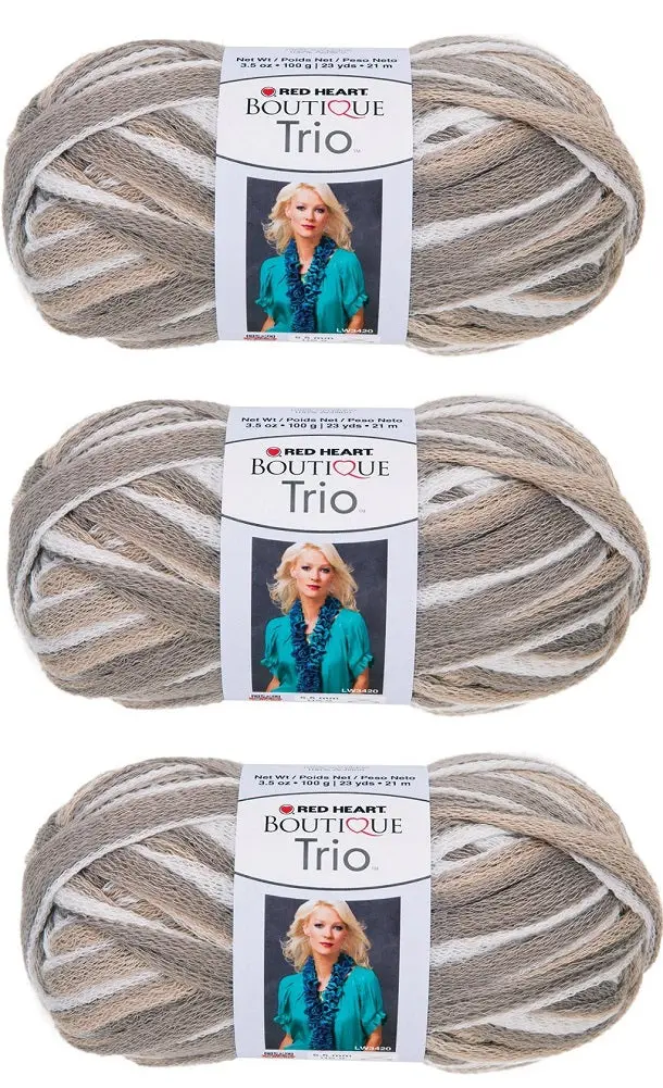 Red Heart Boutique Trio Yarn Bundle – Shale Colorway, 3-Pack 1