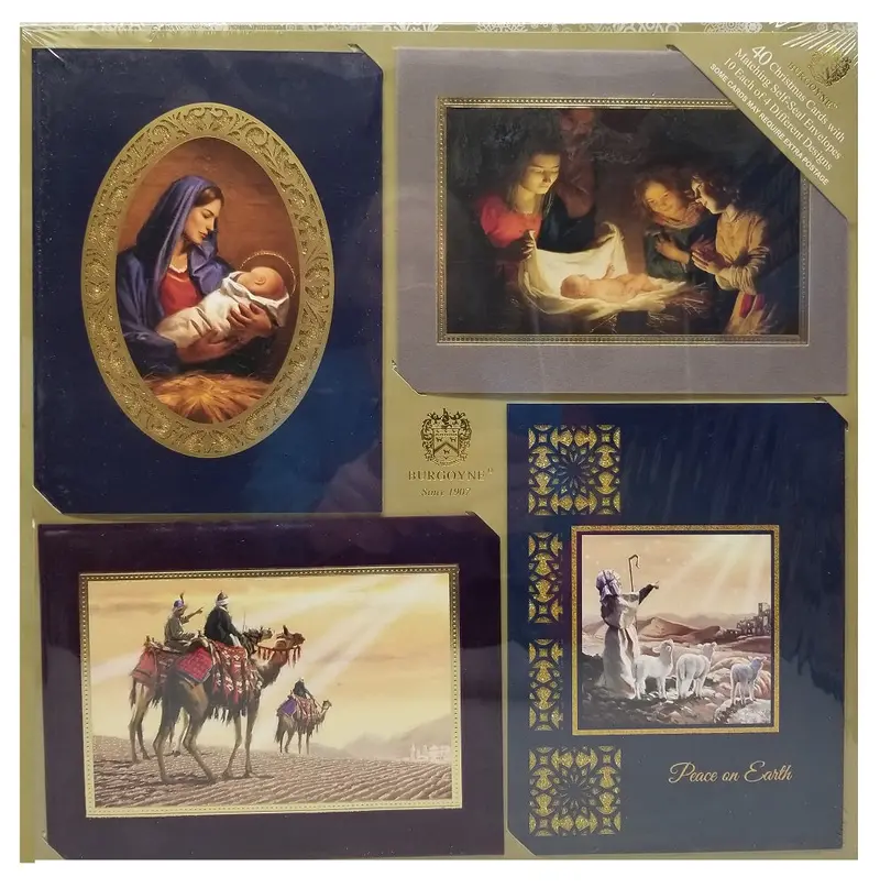 Religious Christmas Greeting Cards – Pack Of 40 With Matching Self-Adhesive Envelopes 1