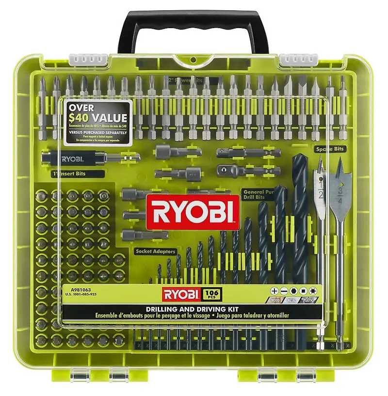 Ryobi 106-Piece Drill And Driver Bit Set – Comprehensive Tool Kit 1