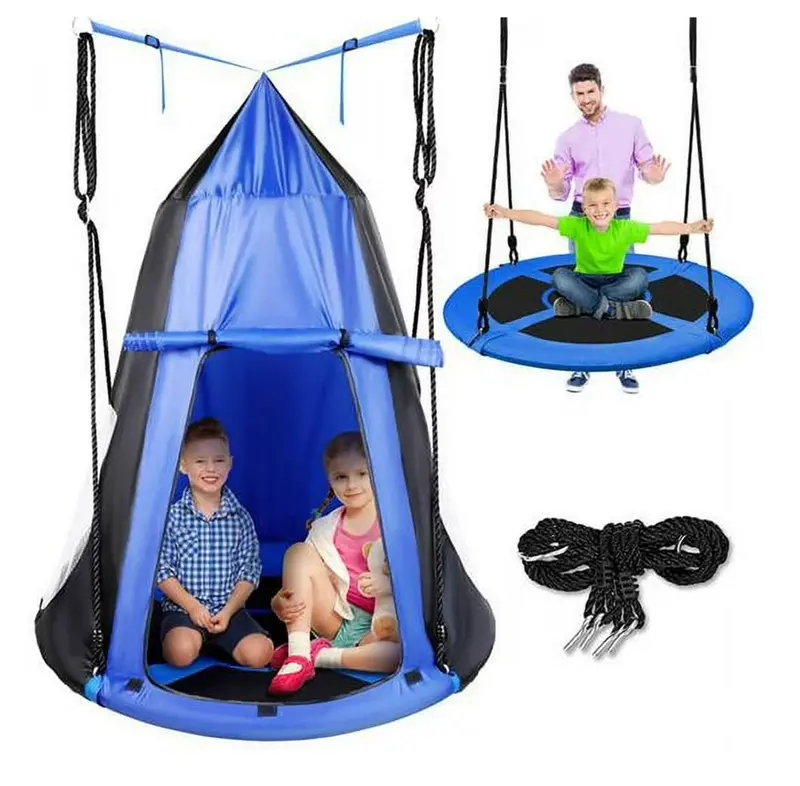 Serenelife Hanging Play Tent With Floating Saucer Platform – 40-Inch Blue 1