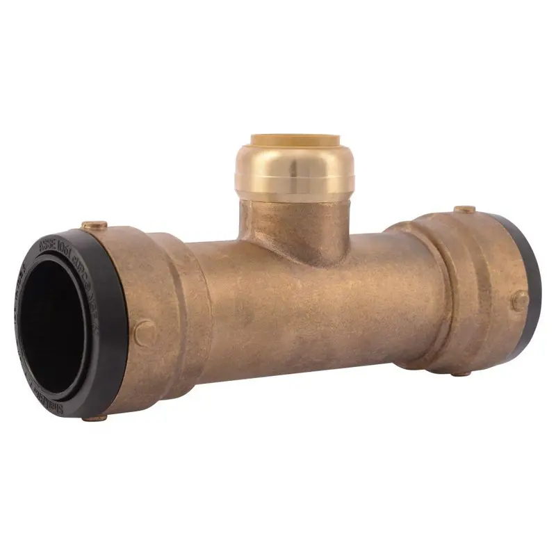 Sharkbite 1-1/2 In. Brass Reducing Tee Fitting – Push-To-Connect Slip Coupling 1