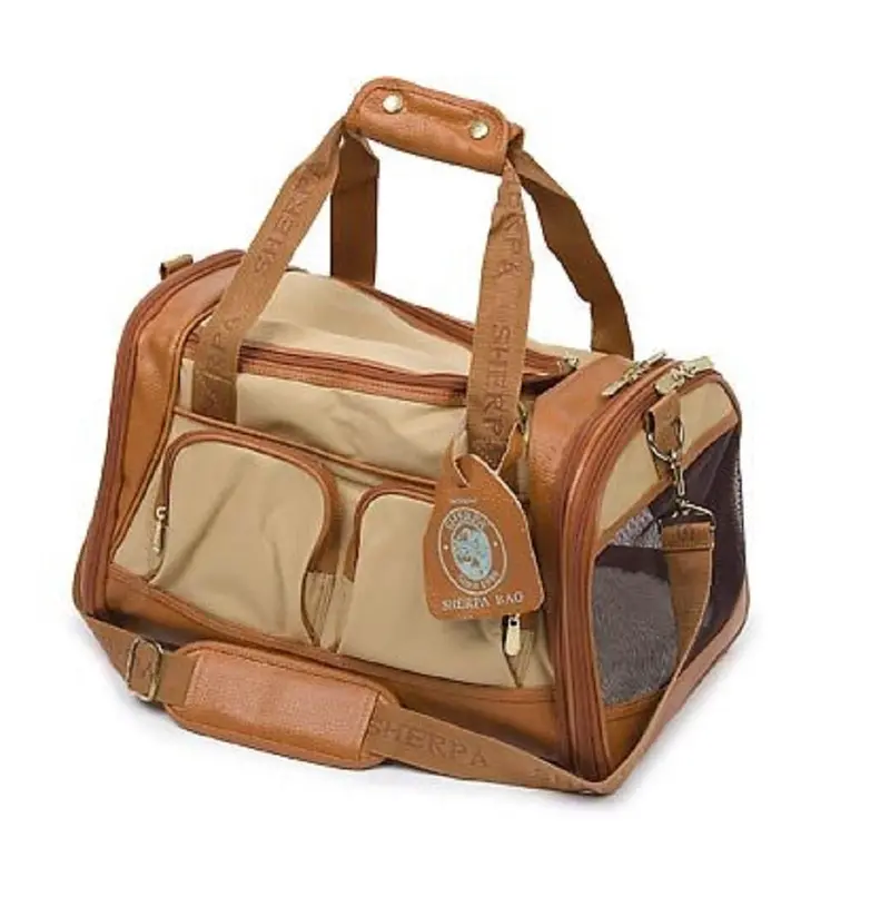 Sherpa Amelia Pet Carrier – Medium Tan Bag With Sand Trim 1