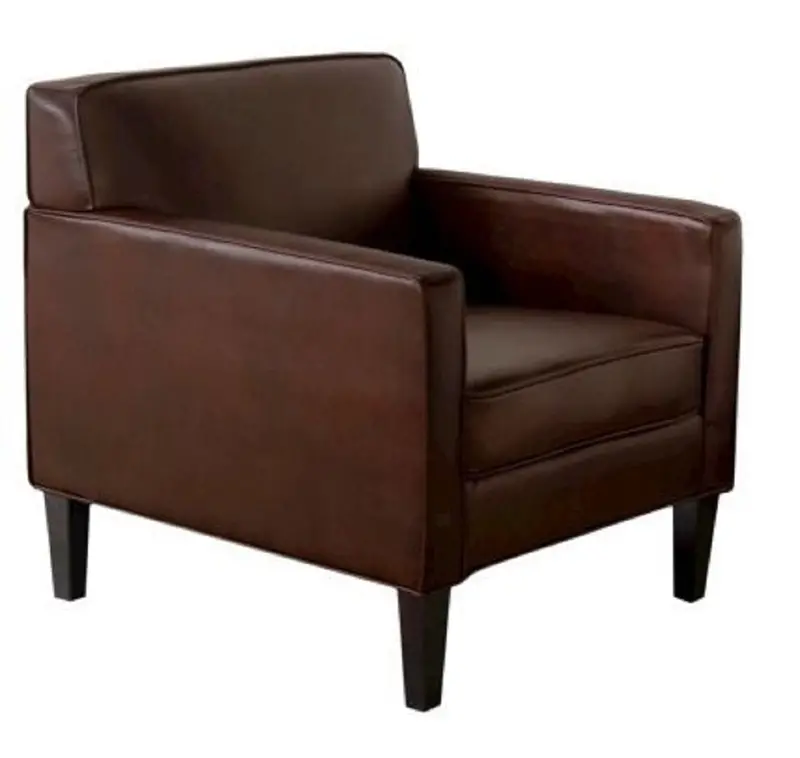 Skyline Cooper Upholstered Bonded Leather Armchair In Solid Brown 1