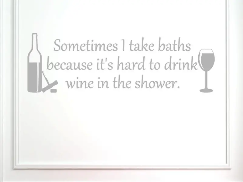 Sometimes I Take Baths Wall Decal – Gloss Light Grey Vinyl Quote, 33" X 10.5", Modern Minimalist Bathroom Decal 1