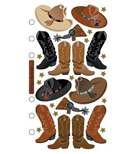 Stickopotamus Cowboy-Themed Sticker Set: Hats & Boots 1