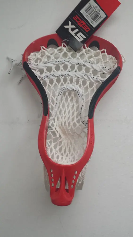 Stx Duce Lacrosse Head – Red With White Power V Stringing 1
