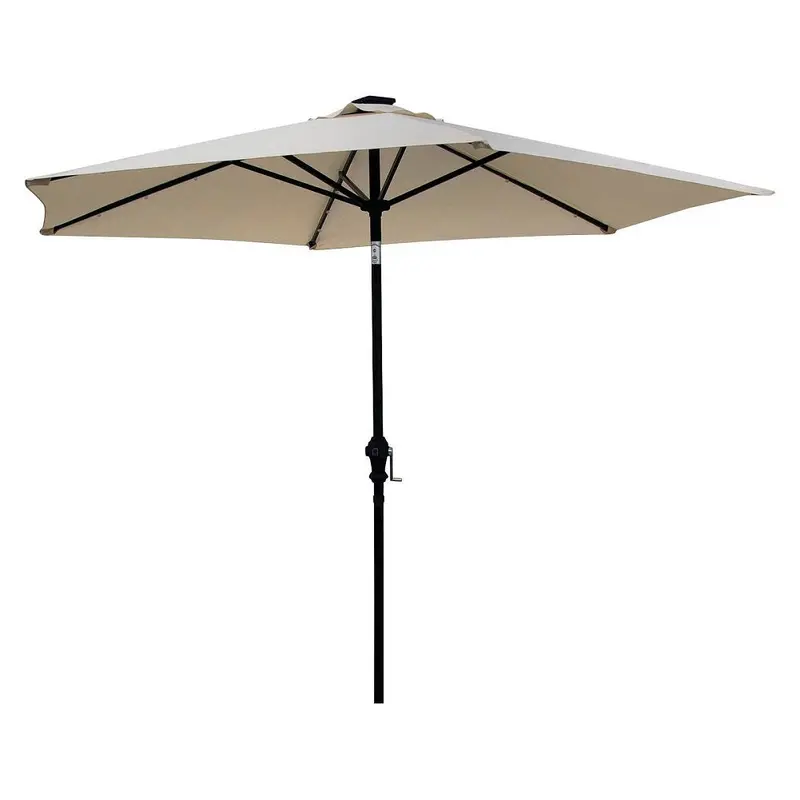 Sun-Ray 9-Foot Solar-Powered Patio Umbrella – Cream Fabric With Led Lights 1