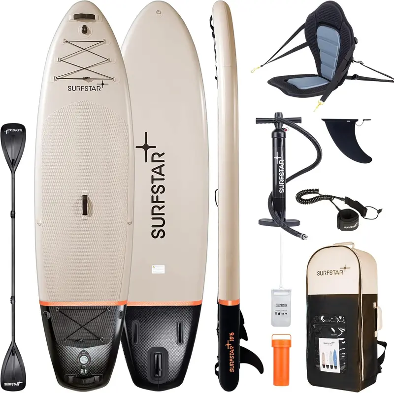 Surfstar Inflatable Pink Paddle Board – 10'6" X 33" X 6", Includes Kayak Seat & Full Accessory Kit 1