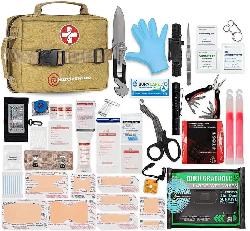 Surviveware All-In-One Outdoor First Aid Kit – Tan Tactical Emergency Preparedness Pack 1