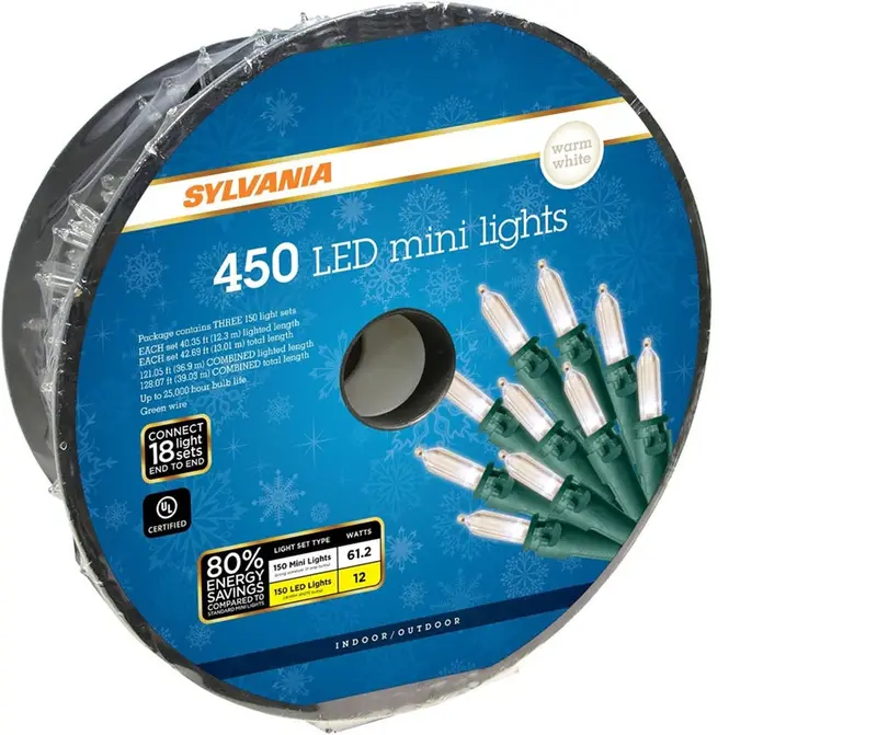 Sylvania Led Mini Warm White Christmas Lights – 450-Light Strand 1