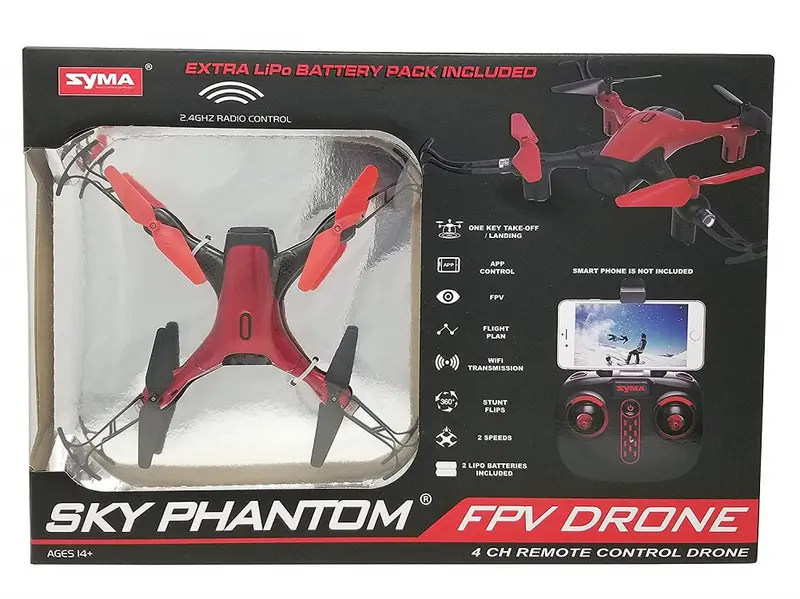 Syma Sky Phantom Fpv Drone – 4-Channel Remote Control, Red Model 1
