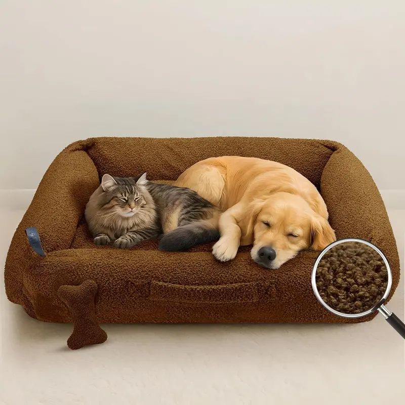 Sytopia Large Calming Donut Dog Bed – 42-Inch Round, Removable Washable Cover, Spine Support Up To 60 Lbs, Brown 1
