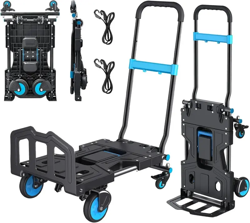 T.Chilyn 2-In-1 Foldable Hand Truck – 330 Lb Capacity, 3-Position Retractable Handle 1