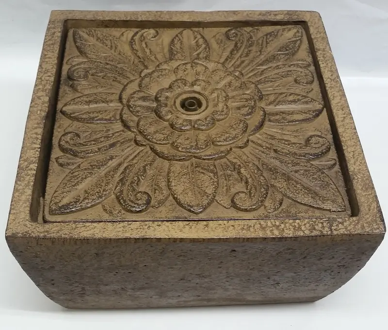 Tavolo Floral Square Tabletop Fountain By Ellen Degeneres – Rustic Brown Finish 1