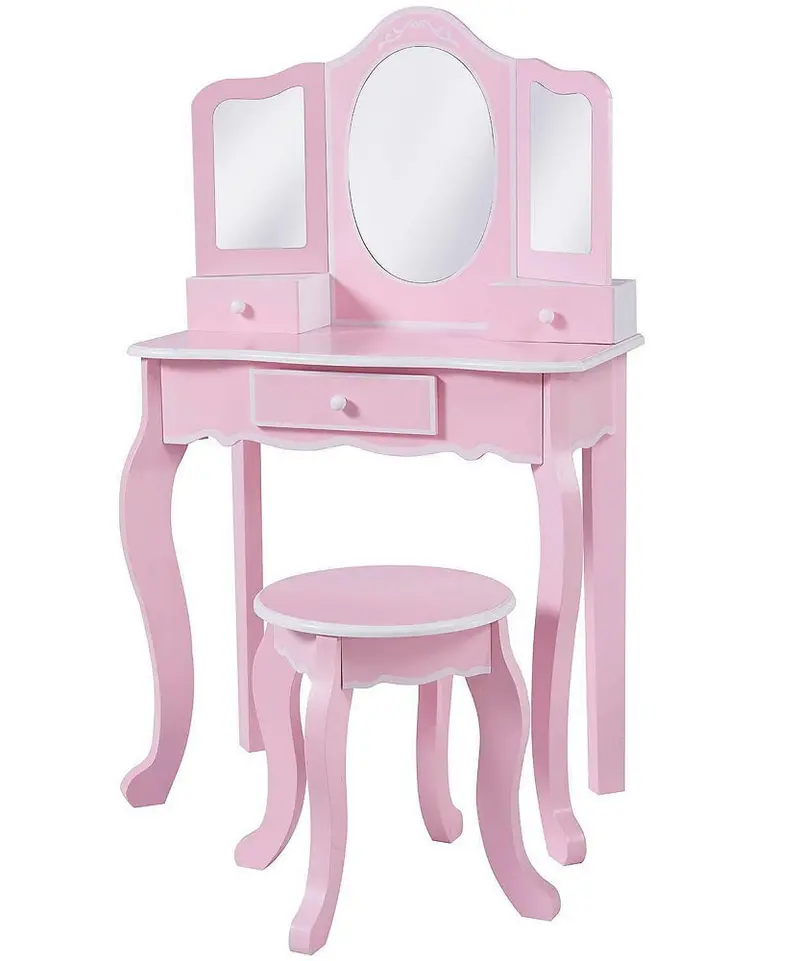 Teamson Girls’ Pink Fashion Vanity Table And Stool Combo 1