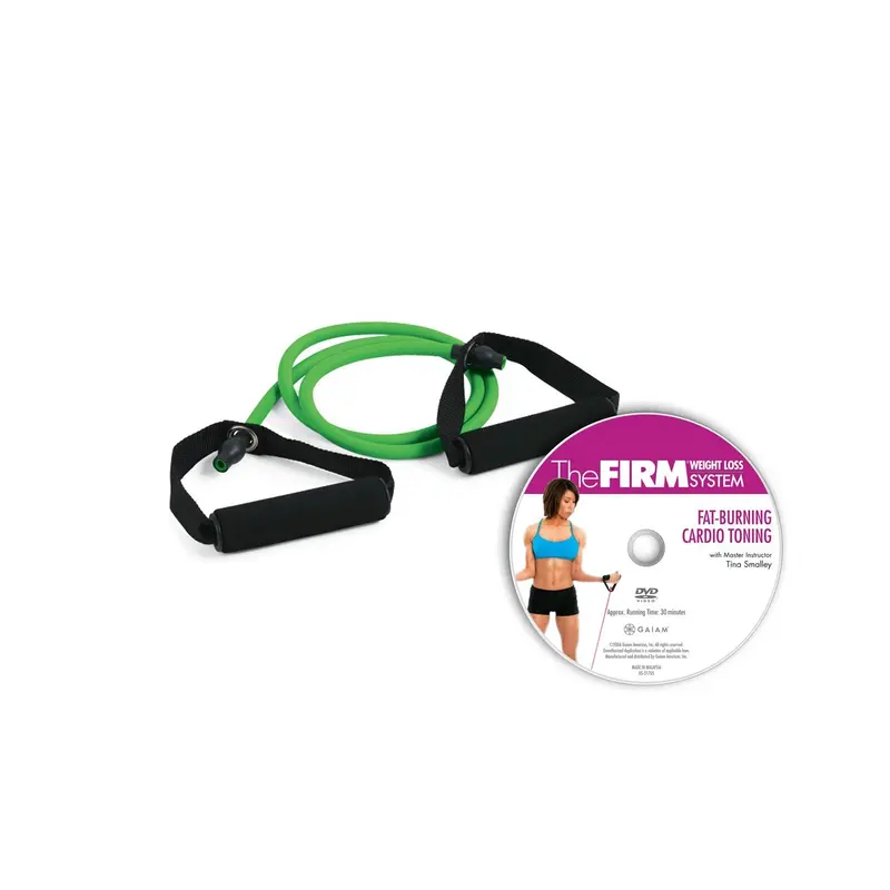 The Firm Resistance Cord Exercise Set With Instructional Dvd – Medium Strength, Green 1
