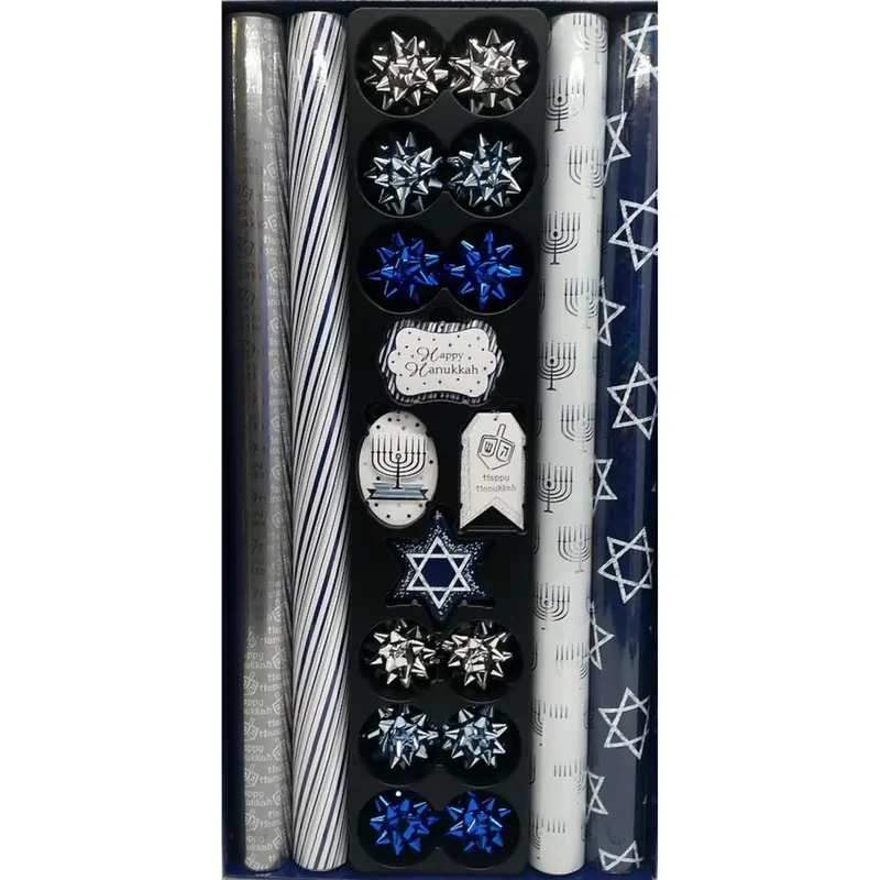 Tom Smith Hanukkah Wrapping Paper Set – Includes Matching Tags & Bows 1