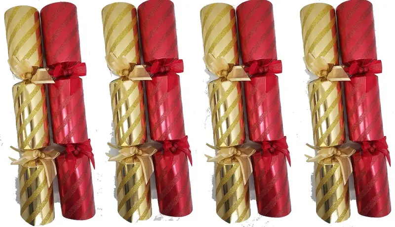 Tom Smith Holiday Festive Crackers – 8-Pack, Red & Gold, Brand New Without Retail Box 1