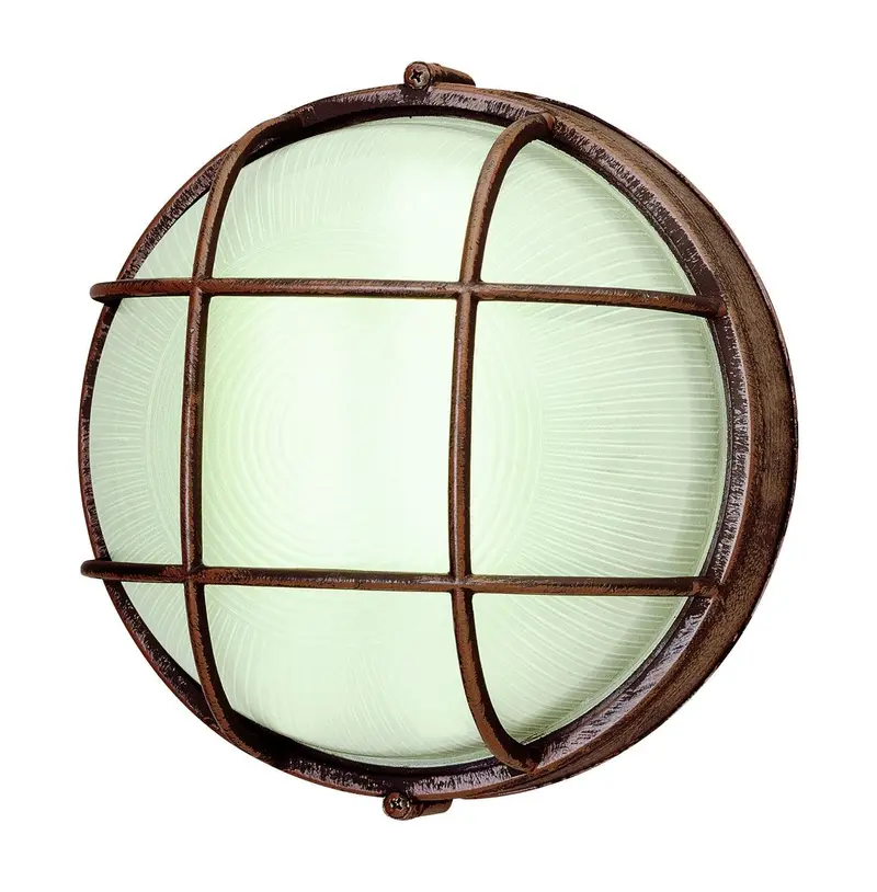 Trans Globe Marine-Style Sunburst Ribbed Glass Ceiling Light – Rust Finish 1
