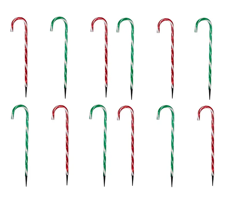Treela 12-Piece 36-Inch Red & Green Candy Cane Pathway Lights – Festive Led Garden Markers 1