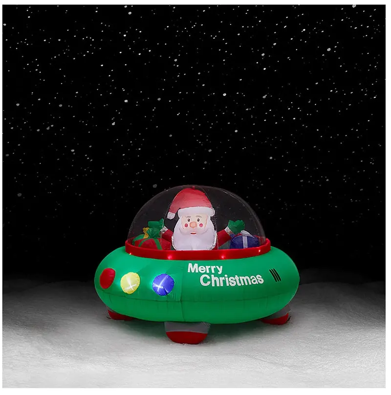 Trim-A-Home 5-Foot Inflatable Santa On Flying Saucer – 60" X 60" X 43" 1