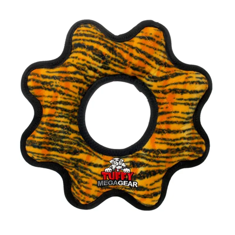 Tuffy Mega Gear Ring Dog Toy – Tiger-Print Design 1