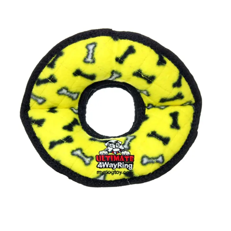 Tuffy Mega Ultimate 4-Way Ring Dog Toy – Durable Yellow Chew Toy 1