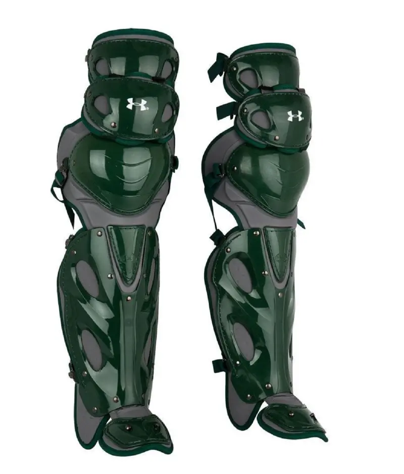 Under Armour Adult Speedform Pro Catcher Leg Guards – 16.5" Dark Green 1