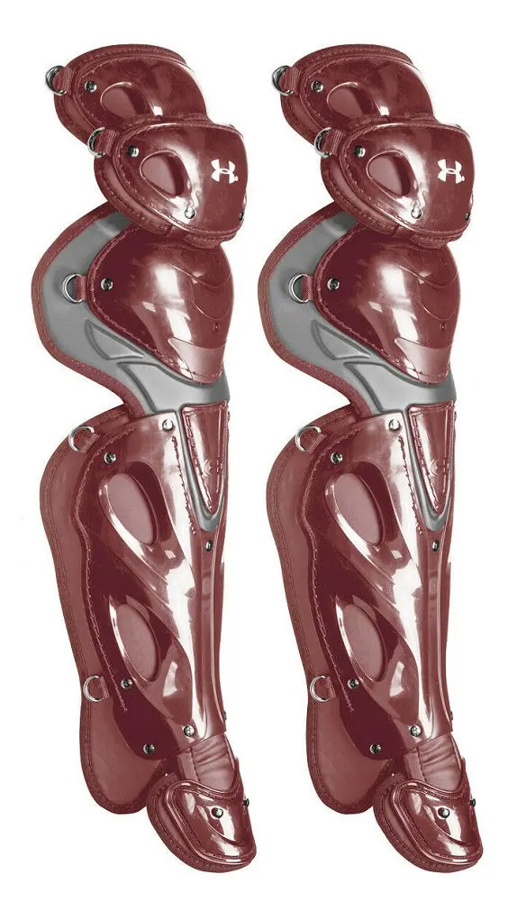 Under Armour Adult Speedform Pro Catcher Leg Guards – 16.5" Maroon 1