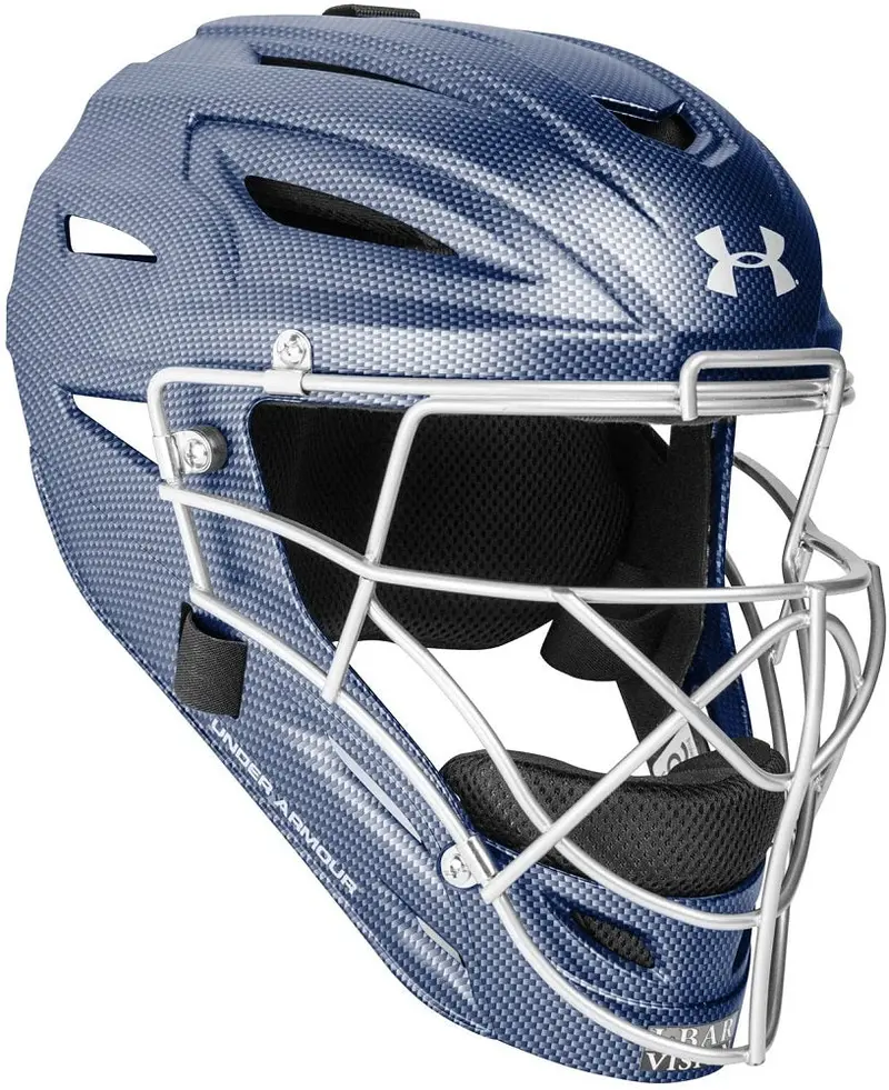 Under Armour Youth Carbon Tech Catcher Helmet – Navy Blue, Ages 7–12 1