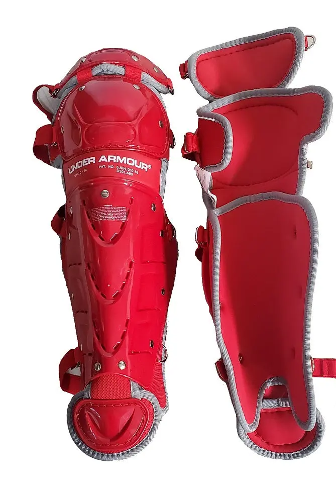 Under Armour Youth Girls' Catcher’S Leg Guards – 13-Inch Scarlet Protective Gear 1