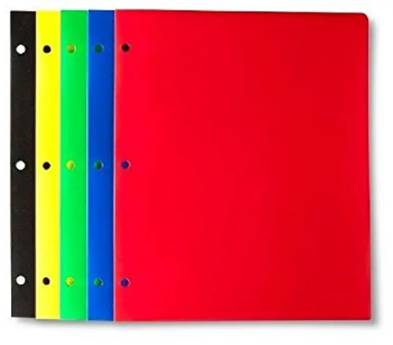 Up&Up 5-Pack Plastic Portfolio Folders – Two-Pocket, Assorted Colors 1