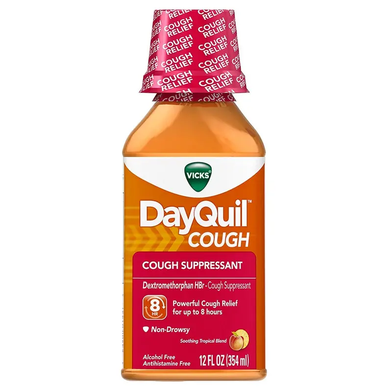 Vicks Dayquil Cough Relief Liquid In Tropical Flavor – 12 Oz Bottle 1