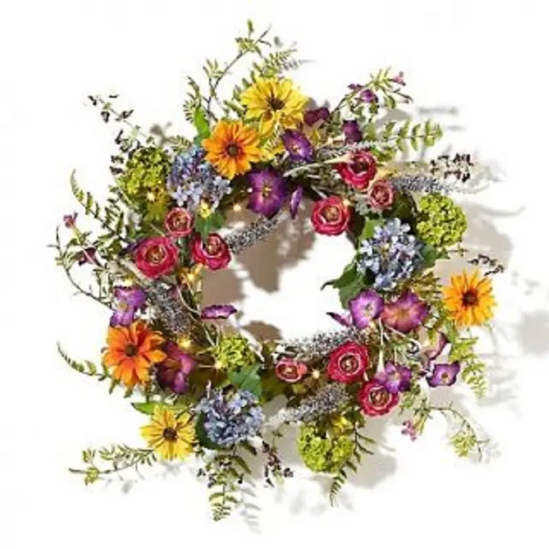 Winter Lane Battery-Powered 24-Led Festive Wreath With Jeweled Ornaments 1