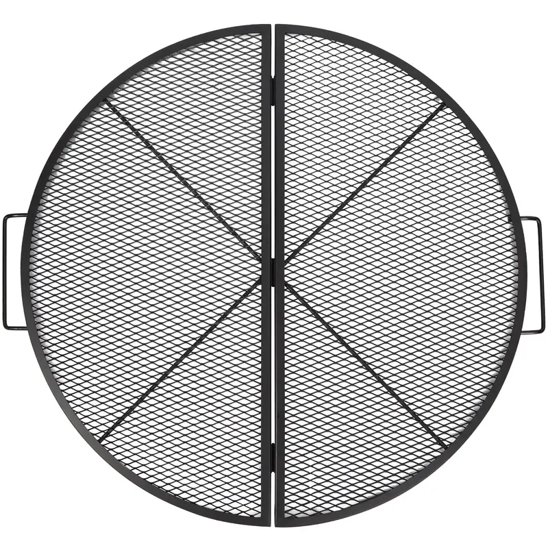 X-Marks 24" Portable Fire Pit Grill Grate – Heavy-Duty Folding Round Campfire Cooking Grid With Heat-Resistant Handles 1