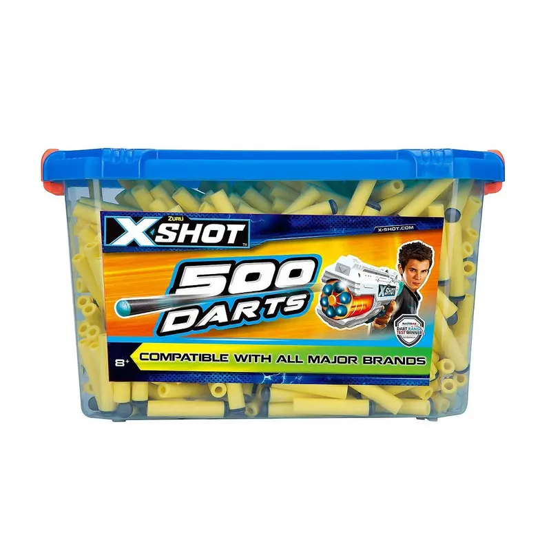 X-Shot Foam-Tip Dart Bucket – 500-Piece Yellow Practice Set For Indoor Play 1