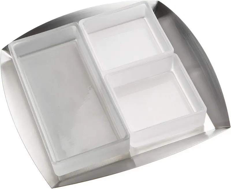 Yamazaki Signature Snack Tray Set – 9-Inch Base With Three Removable Glass Inserts 1