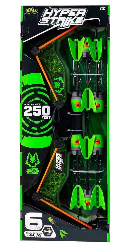 Zing Hyper Strike Archery Bow Set With 6 Whistle Arrows – 250-Foot Range (Green) 1