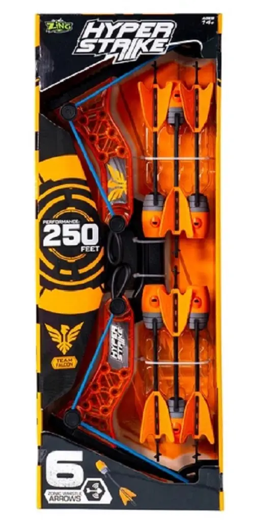 Zing Hyper Strike Archery Bow Set With 6 Whistle Arrows – 250-Foot Range (Orange) 1